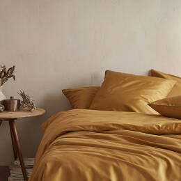 Parure de lit unie en satin de coton