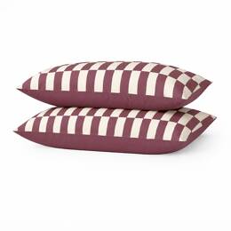 Lot de 2 taies en percale de coton biologique - Damier Prune