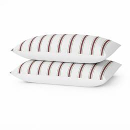 Lot de 2 taies en percale de coton biologique - Rayure Bicolore