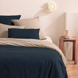 Parure bicolore en percale de coton biologique, Les Essentiels