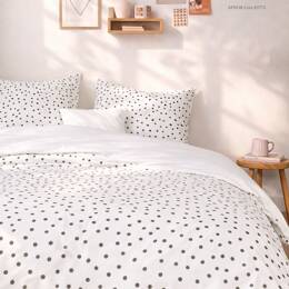 Parure en percale de coton biologique Le Pois Anthracite - Housse de couette 260x240 cm + taies 65x65 cm