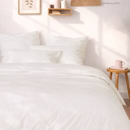 Parure percale bio Ivoire - 240x220 cm + 65x65 cm (x2)