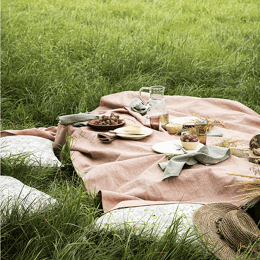 Nappe Origine France Garantie Chambray en lin Capucine 190x320 cm