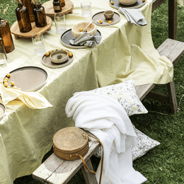 Nappe Origine France Garantie Chambray en lin Yuzu 190x190 cm