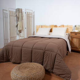 Couverture piquée en laine - bicolore beige chocolat