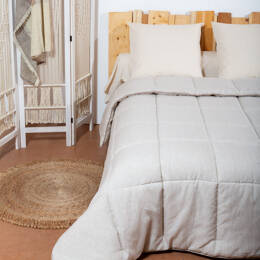 Couverture piquée en laine - tissu en lin poivre et sel