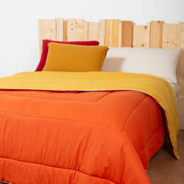 Couverture piquée en laine - bicolore safran rouille