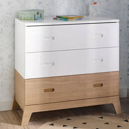 Commode blanche et chêne style scandinave NORVEGE