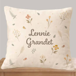Coussin nature floral minimaliste personnalisé – Fleurs naturelles & branches fines