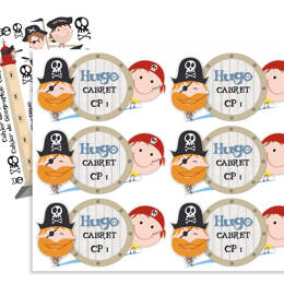 Étiquettes personnalisées pour cahiers – Thème Pirates 🏴‍☠️ – Prénom, classe, stickers déco