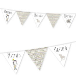 Guirlande enfant thème Petit Chef indien - 6 fanions