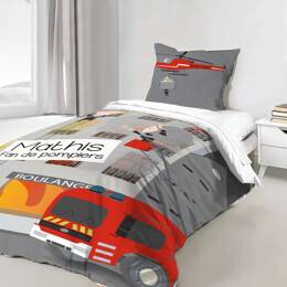 Housse de couette pompiers personnalisable et inédite