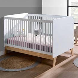 Lit bébé transformable en petit lit HARMONIE blanc et pin