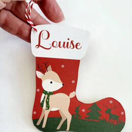 Suspensions de Noël personnalisées en forme de bottes ou chaussettes