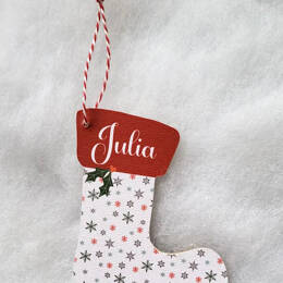 Suspensions de Noël personnalisées en forme de bottes ou chaussettes