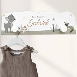Portemanteau bébé personnalisé – Thème animaux de la forêt enchantée