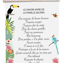 Règles de maison bienveillantes sur fond tropical