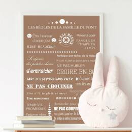 Règles de famille fond foncé et textes blancs