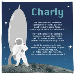 Toile prénom enfant – Astronaute & fusée – Thème espace – Made in France