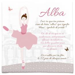 Toile prénom personnalisée – Danseuse étoile en tutu rose