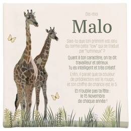 Cadre prénom personnalisé – Thème jungle et girafes stylisées 🦒