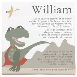 Toile prénom personnalisée – Tyrannosaure dinosaure