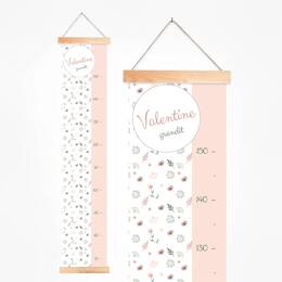 Toise fille prénom en tissu et motif bohème