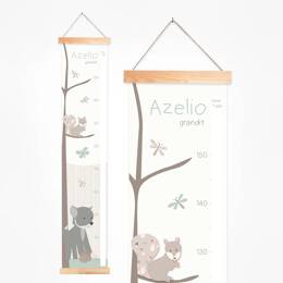 Toise bébé personnalisée loup et écureuil de la forêt