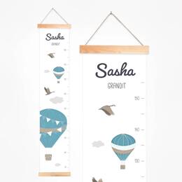 Toise bois et tissu bébé pilotes de rêves