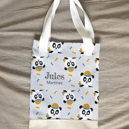 Tote bag enfant panda personnalisé