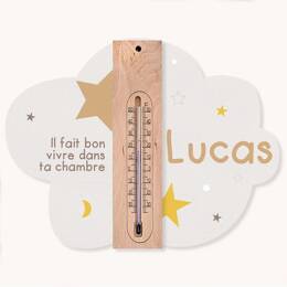 Cadre thermomètre personnalisé thème nuage et étoiles