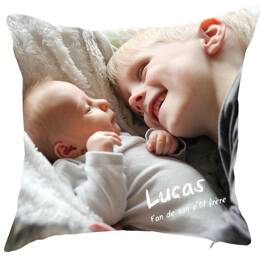 Coussin photo à personnaliser avec texte
