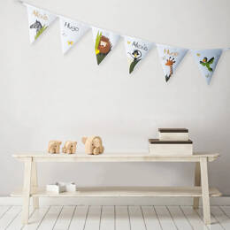 Guirlande prénom des animaux de la jungle - 6 fanions