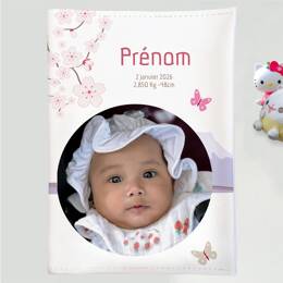 Protège carnet de santé bébé personnalisé – Thème Japon & Cerisier en fleurs