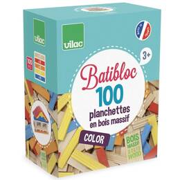 Batibloc Color - 100 Planchettes en Bois Massif - Vilac
