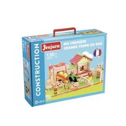 Ma première grande ferme avec tracteur et remorque 130 pièces - Jeujura