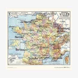 Affiche «Carte France des villes» - 76 x 70 cm