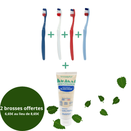 Brosse à Dents Française + Dentifrice Bio : 2 Brosses Offertes