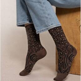 Chaussettes Laine Fine Peau De Bête  : Coloris - Marron foncé - Femme