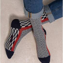 Chaussettes Motif Seigaiha : Coloris - Encre - Homme