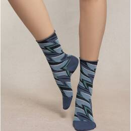 Chaussettes Veloutées Plumes : Coloris - Bleu - Femme