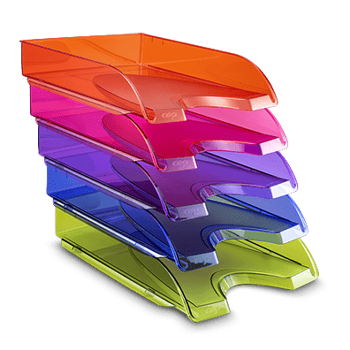 Pack de 5 corbeilles à courrier Happy assorties