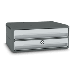 Module 2 tiroirs avec serrure et poignées Gris