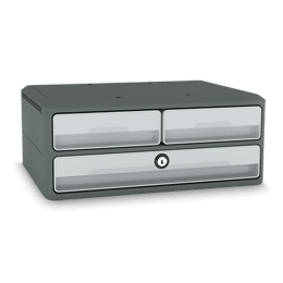 Module 3 tiroirs avec serrure et poignées Gris