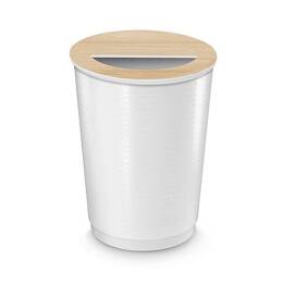 Maxi Corbeille avec couvercle hêtre (40L) - Blanc