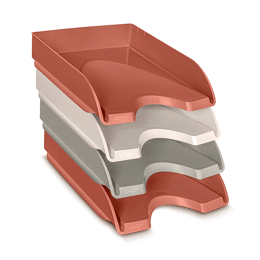 Pack de 4 Corbeilles à courrier - Assortis : 2 Terracotta / 1 Sable / 1 Beige