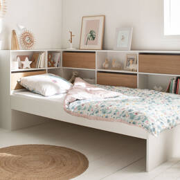 Lit avec rangements Opus Blanc & bois