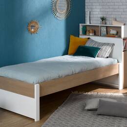 Lit 90x200 + Tête de lit & rehausse Nomade