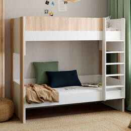 Lit superposé bois et Blanc Dune