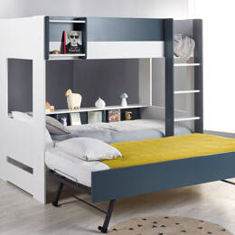Lit superposé 3 places 90x190 Blanc & Bleu Nuit Opus